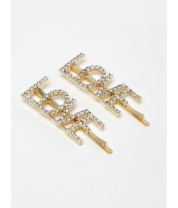 YouBella Gold-Toned & White Set of 2 Embellished Bobby Pins