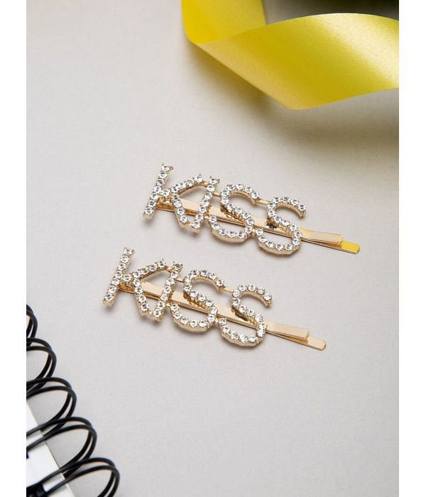 YouBella Women Gold & White Set of 2 Bobby Pins