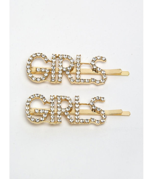 YouBella Women Gold-Toned & White Set of 2 Embellished Bobby Pins