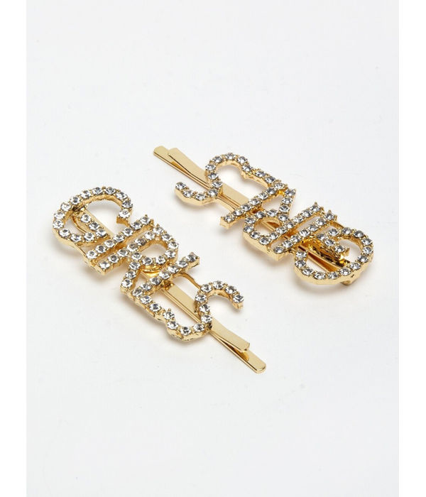 YouBella Women Gold-Toned & White Set of 2 Embellished Bobby Pins