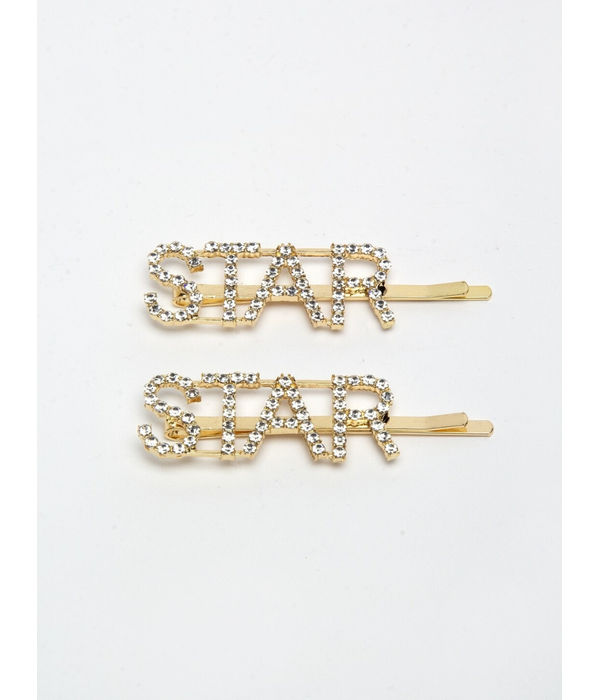 YouBella Gold-Toned & White Set of 2 Embellished Bobby Pins