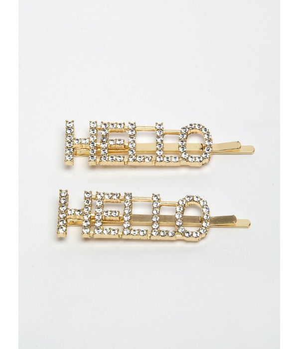 YouBella Gold-Toned & White Set of 2 Embellished Bobby Pins