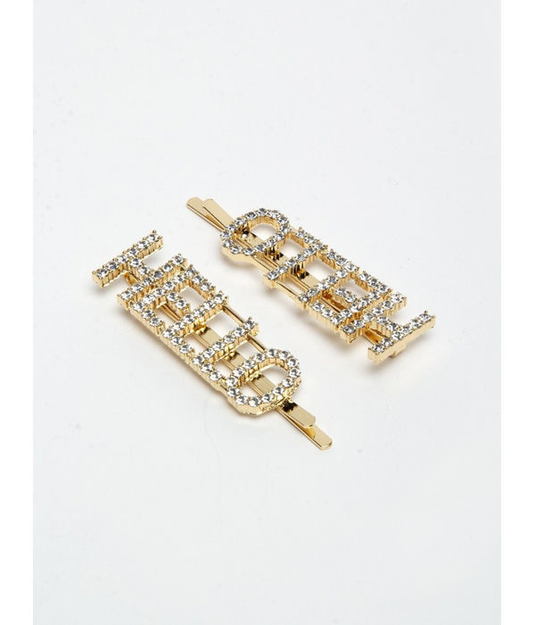 YouBella Gold-Toned & White Set of 2 Embellished Bobby Pins