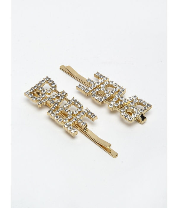 YouBella Gold-Toned & White Set of 2 Embellished Bobby Pins