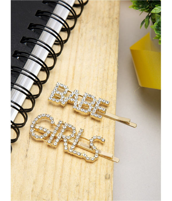 YouBella Women Set of 2 Gold-Toned Embellished Bobby Pins