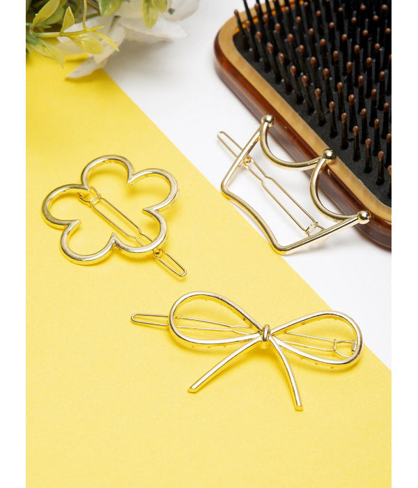 YouBella Women Set of 3 Gold-Toned Embellished Bobby Pins