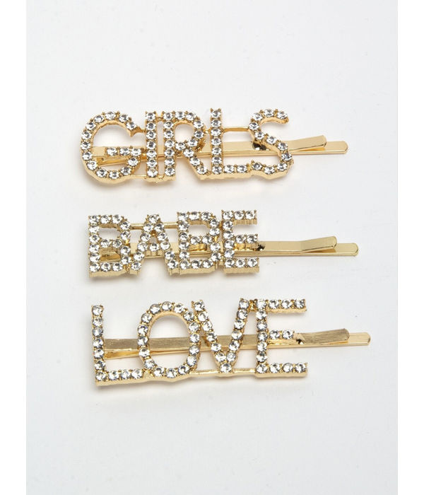 YouBella Gold-Toned & White Set of 3 Embellished Bobby Pins