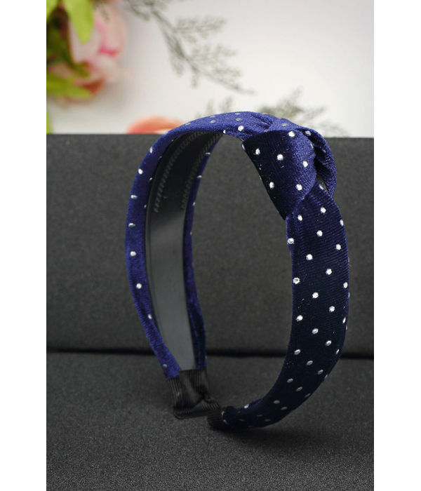 YouBella Navy Blue  White Polka Dot Printed Hairband