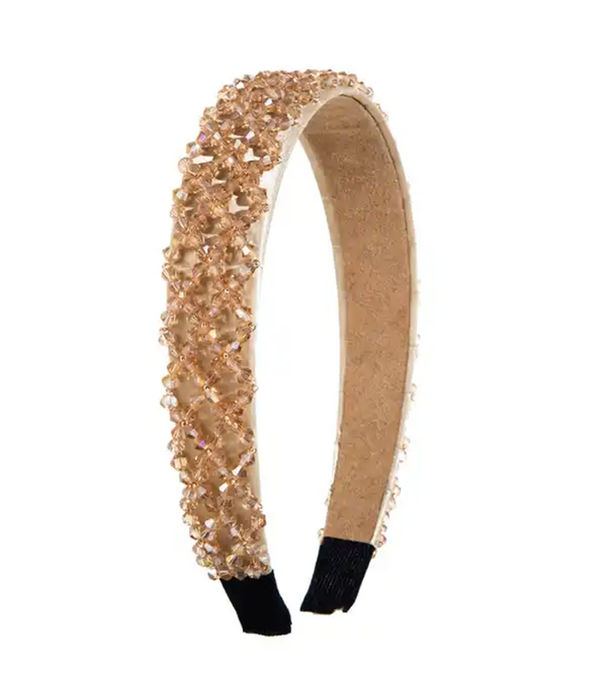 YouBella Hair Jewellery for women Crystal Studded Hair Band Hair Jewellery for Girls (Brown)