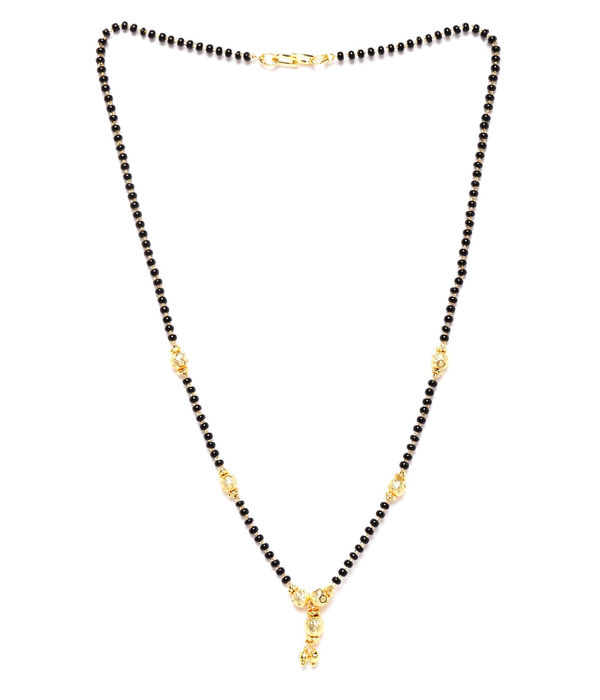 YouBella Black Gold-Plated Beaded Mangalsutra