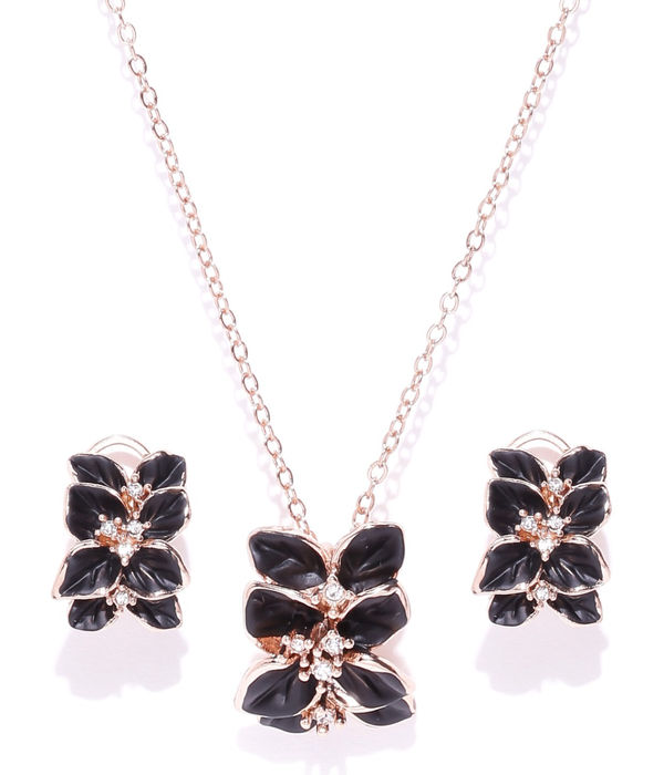 YouBella Black  Gold-Toned Enamel Jewellery Set