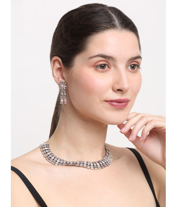 YouBella Jewellery Celebrity Inspired Metallic Touch Jewellery Set with Earrings for Girls and Women (YBNK_50440) (Metallic)
