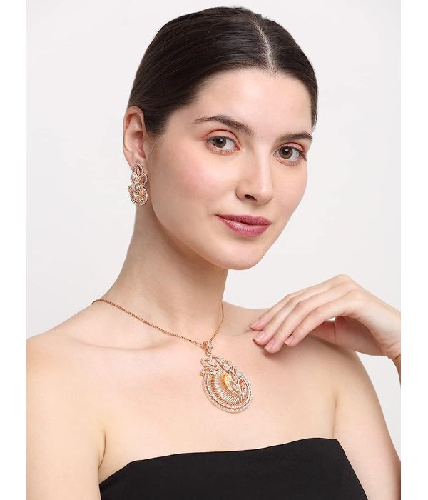 YouBella Jewellery Celebrity Inspired Gold Plated Pendant Necklace Set with Earrings for Girls and Women (YBNK_50447) (Gold)