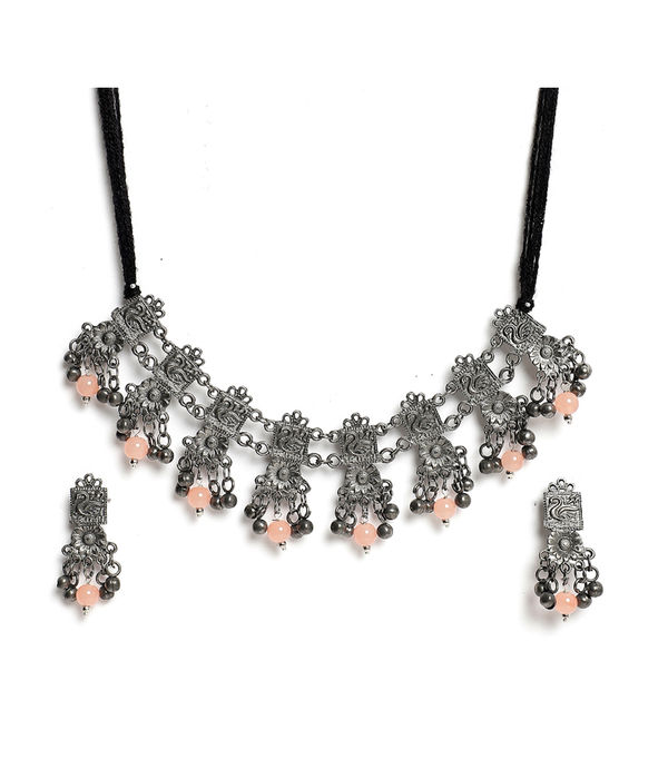 YouBella Jewellery Oxidised Silver Necklace Jewellery Set for Girls and Women