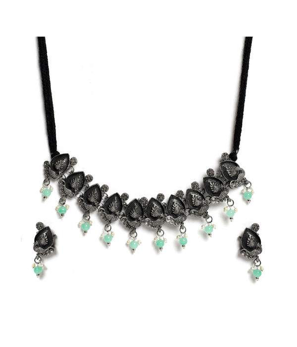 YouBella Jewellery Oxidised Silver Necklace Jewellery Set for Girls and Women