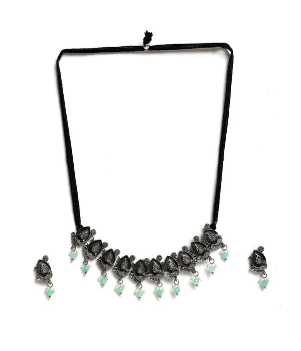 YouBella Jewellery Oxidised Silver Necklace Jewellery Set for Girls and Women