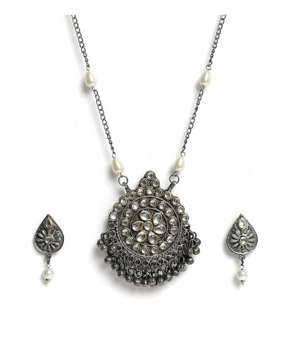 YouBella Jewellery Oxidised Silver Necklace Jewellery Set for Girls and Women