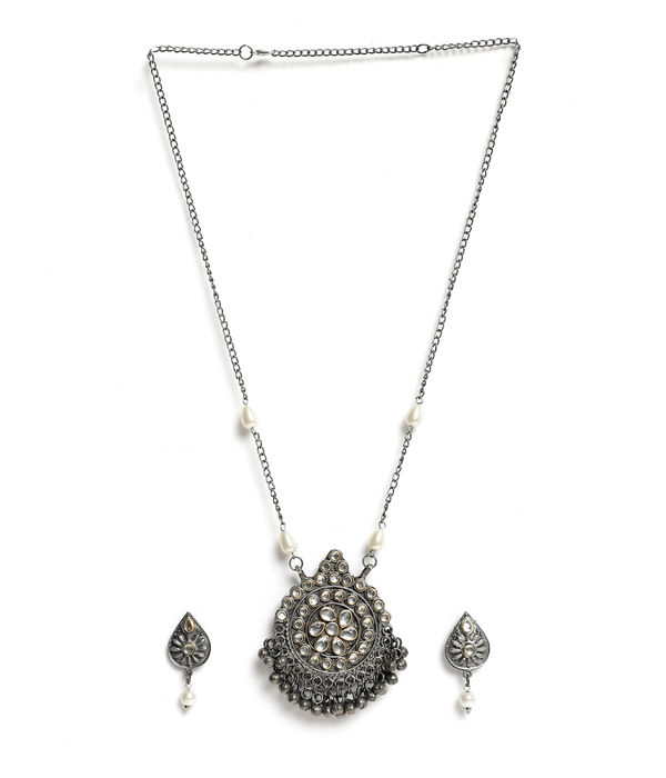 YouBella Jewellery Oxidised Silver Necklace Jewellery Set for Girls and Women
