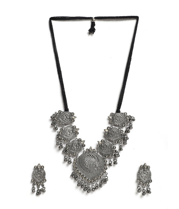 YouBella Jewellery Oxidised Silver Necklace Jewellery Set for Girls and Women