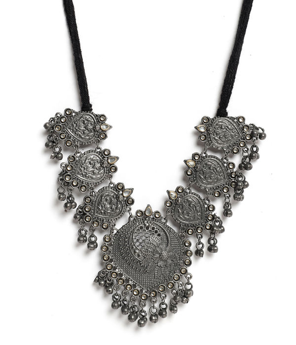 YouBella Jewellery Oxidised Silver Necklace Jewellery Set for Girls and Women