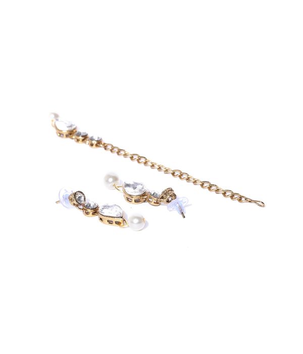 YouBella Jewellery Pearl Studded Gold Plated Necklace Jewellery Set with Earrings for Girls and Women (White) (YBNK_50534)