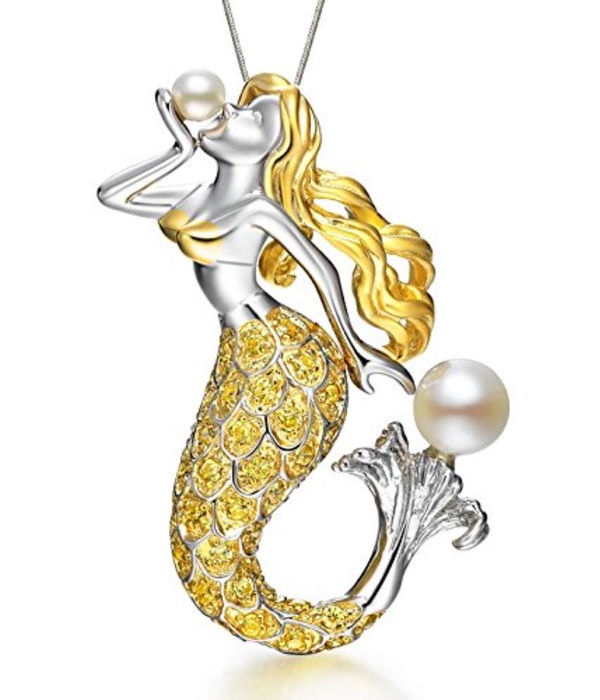 Valentine Gifts : YouBella Jewellery Zircon Studded Designer Mermaid Pendant Necklace Jewellery for Girls/Women