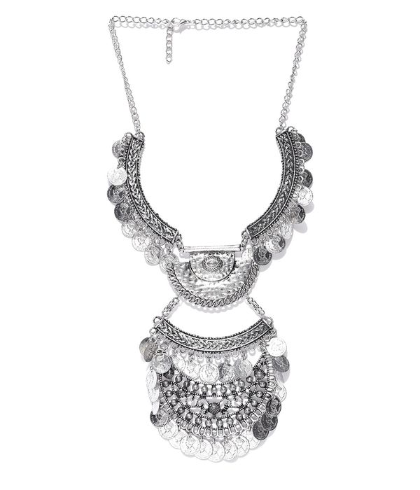 YouBella Oxidised Silver-Plated Textured Necklace