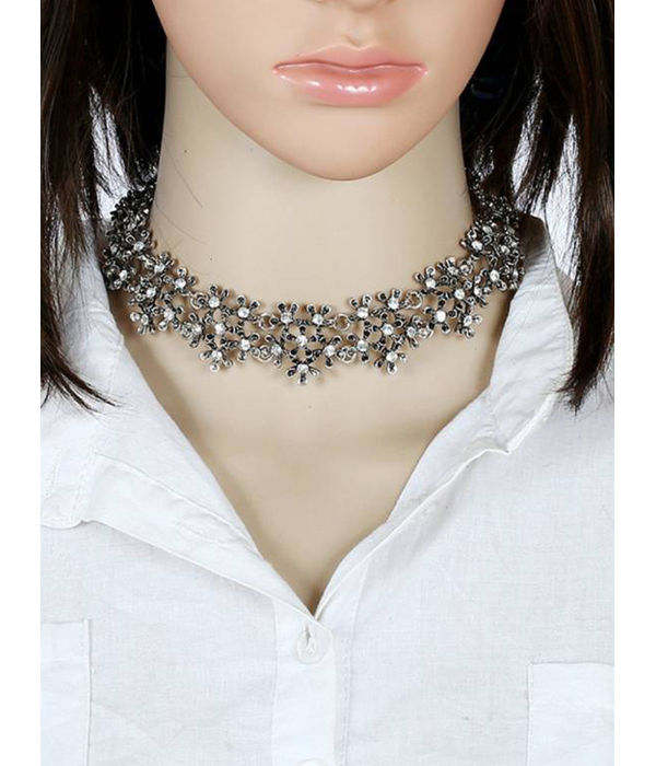 YouBella Jewellery for Women Silver Plated Statement Choker Necklace Jewellery for Girls/Women