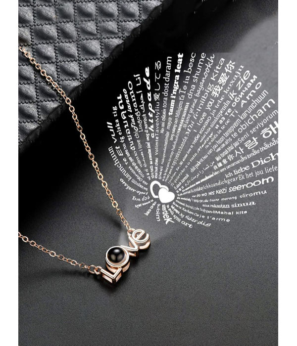 YouBella Jewellery Stylish 18k Rose Gold Plated I Love You in 100 Languages Love Necklace Jewellery for Women and Girls