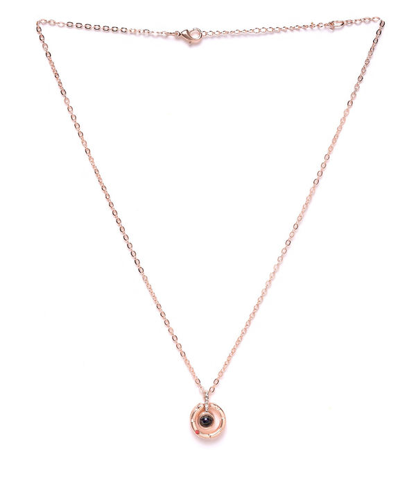 YouBella Rose Gold-Plated Stone-Studded Circular Pendant with Chain