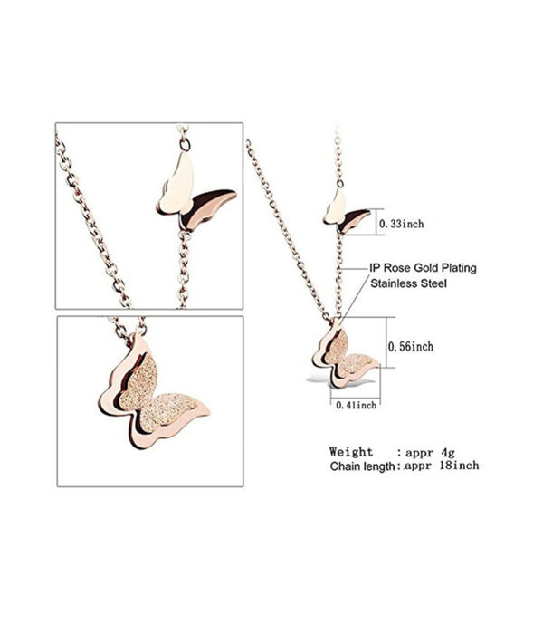 YouBella 18k Rose Gold Plated Butterfly Necklace Pendant for Women and Girls