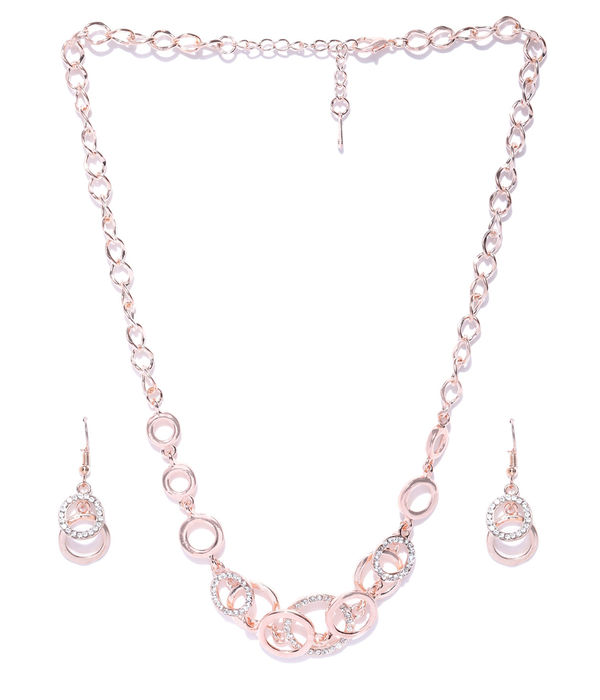 YouBella Rose Gold-Plated Stone-Studded Jewellery Set