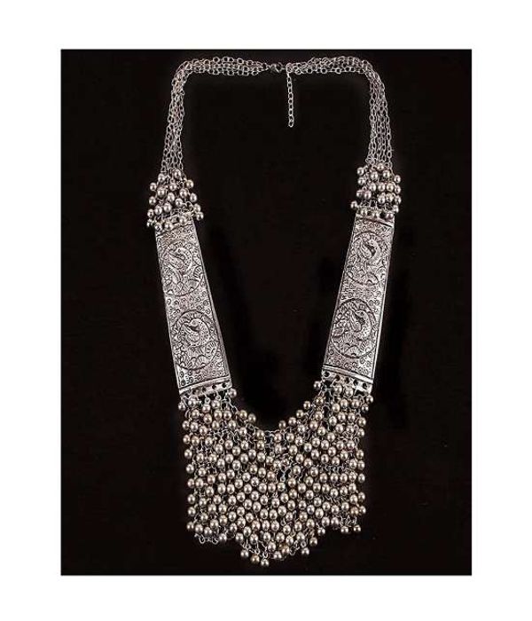 YouBella Stylish Latest Design Afghani Tribal Jewellery  Multi Strand for Women (Silver) (YBNK_5780)