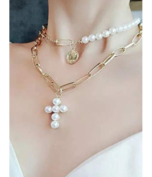 YouBella Stylish Latest Design Trendy Multi Layer Necklace Jewellery Gold Plated Multi Strand for Women (Golden) (YBNK_5786)