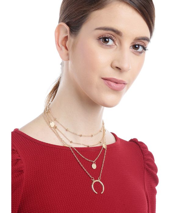 YouBella Stylish Latest Design Trendy Multi Layer Necklace Jewellery Gold Plated Multi Strand for Women (Golden) (YBNK_5787)