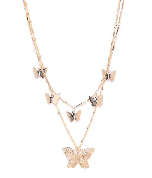 YouBella Gold-Plated Butterfly Shaped Layered Necklace