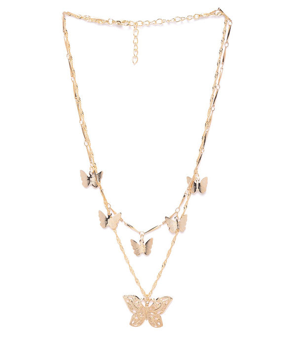 YouBella Gold-Plated Butterfly Shaped Layered Necklace