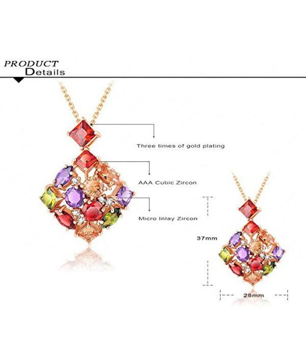 Valentine Gifts :YouBella Gracias Collection Swiss Zircon Jewellery Rainbow Colors Exquisite Rose Gold Plated Pendant/Necklace for Women and Girls