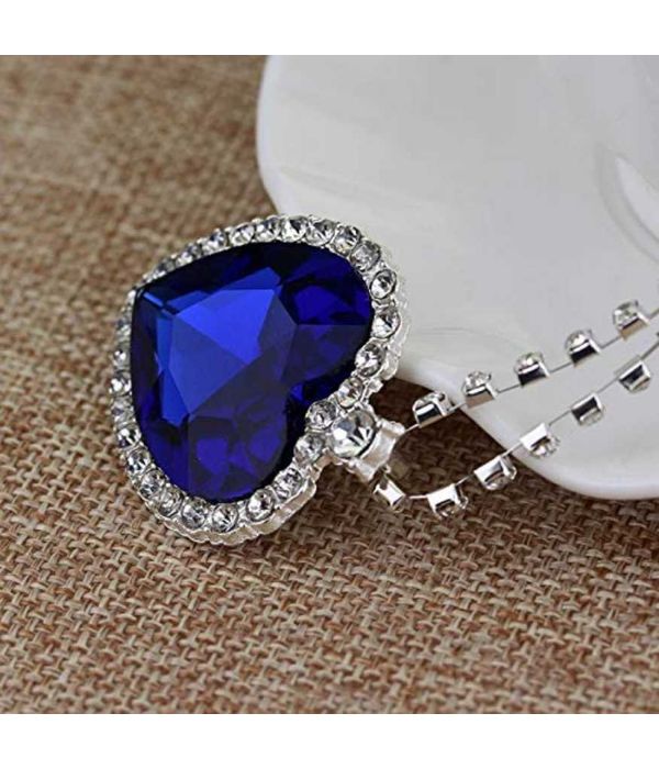 YouBella Latest Stylish Party Wear Jewellery Silver Plated Pendant for Women (Blue) (YBPD_71096)
