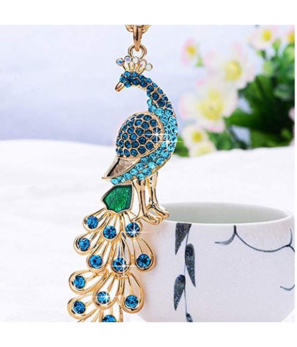 YouBella Jewellery Gracias Collection Peacock Shape 10 cm Long Pendant/Necklace for Women and Girls