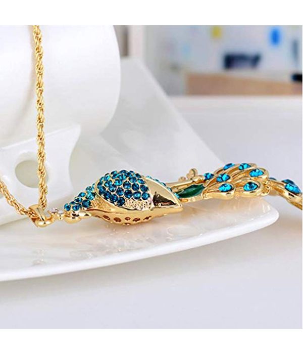 YouBella Jewellery Gracias Collection Peacock Shape 10 cm Long Pendant/Necklace for Women and Girls