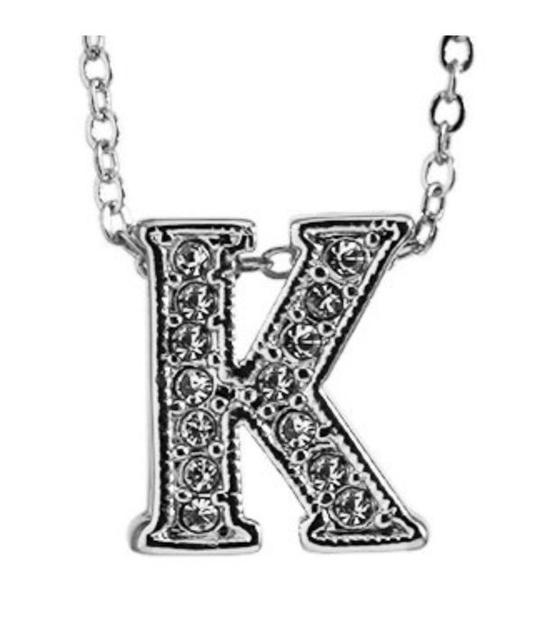 Best Valentine Gifts :YouBella Jewellery Alphabet Letter K Unisex Pendant/Necklace for Women/Girls/Boys/Men (Silver)