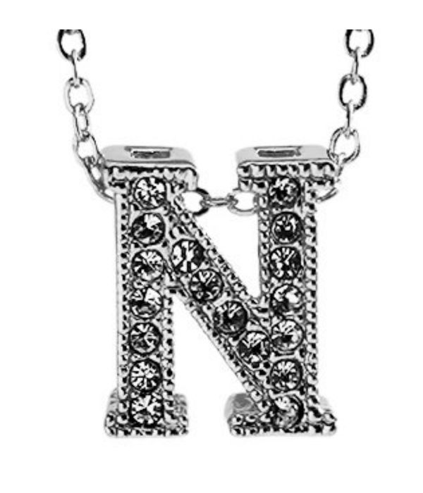 Valentine Gifts :YouBella Jewellery Alphabet Letter N Unisex Pendant/Necklace for Women/Girls/Boys/Men (Silver)