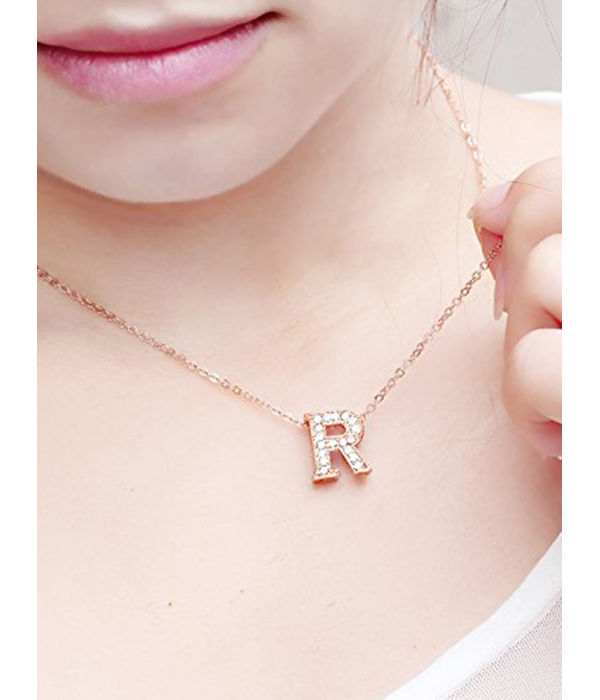 Valentine Gifts :YouBella Jewellery Alphabet Letter R Unisex Pendant/Necklace for Women/Girls/Boys/Men (Gold)