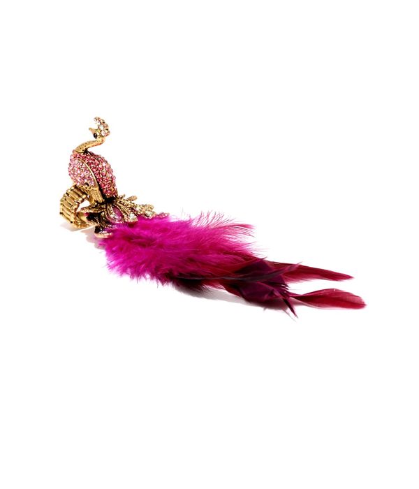 YouBella Jewellery Designer Peacock Feather Adjustable Ring for Girls and Women (Pink)