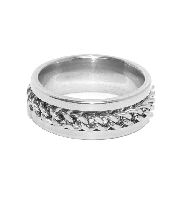 YouBella Men Silver-Toned Chain Detail Finger Ring