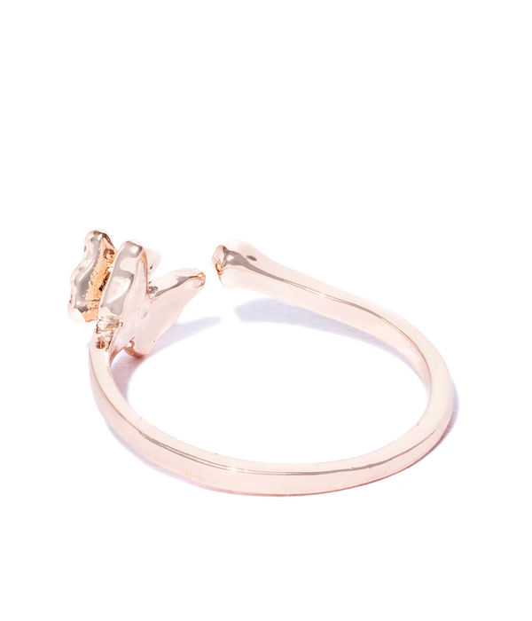 YouBella Women Rose Gold-Plated Stone-Studded Adjustable Finger Ring