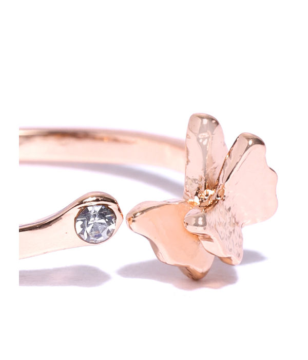 YouBella Women Rose Gold-Plated Stone-Studded Adjustable Finger Ring