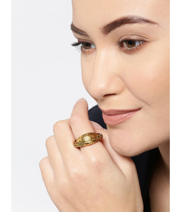 YouBella Gold Plated Textured Spinning Finger Ring