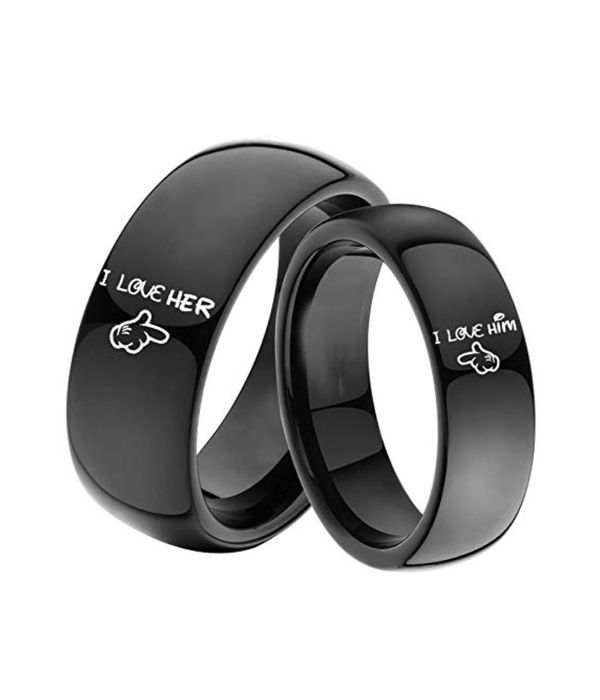 Valentine Gifts for Girlfriend/Wife : YouBella Jewellery 100% Stainless Steel Never Fading Couple Rings for Girls/Women/Boys/Men